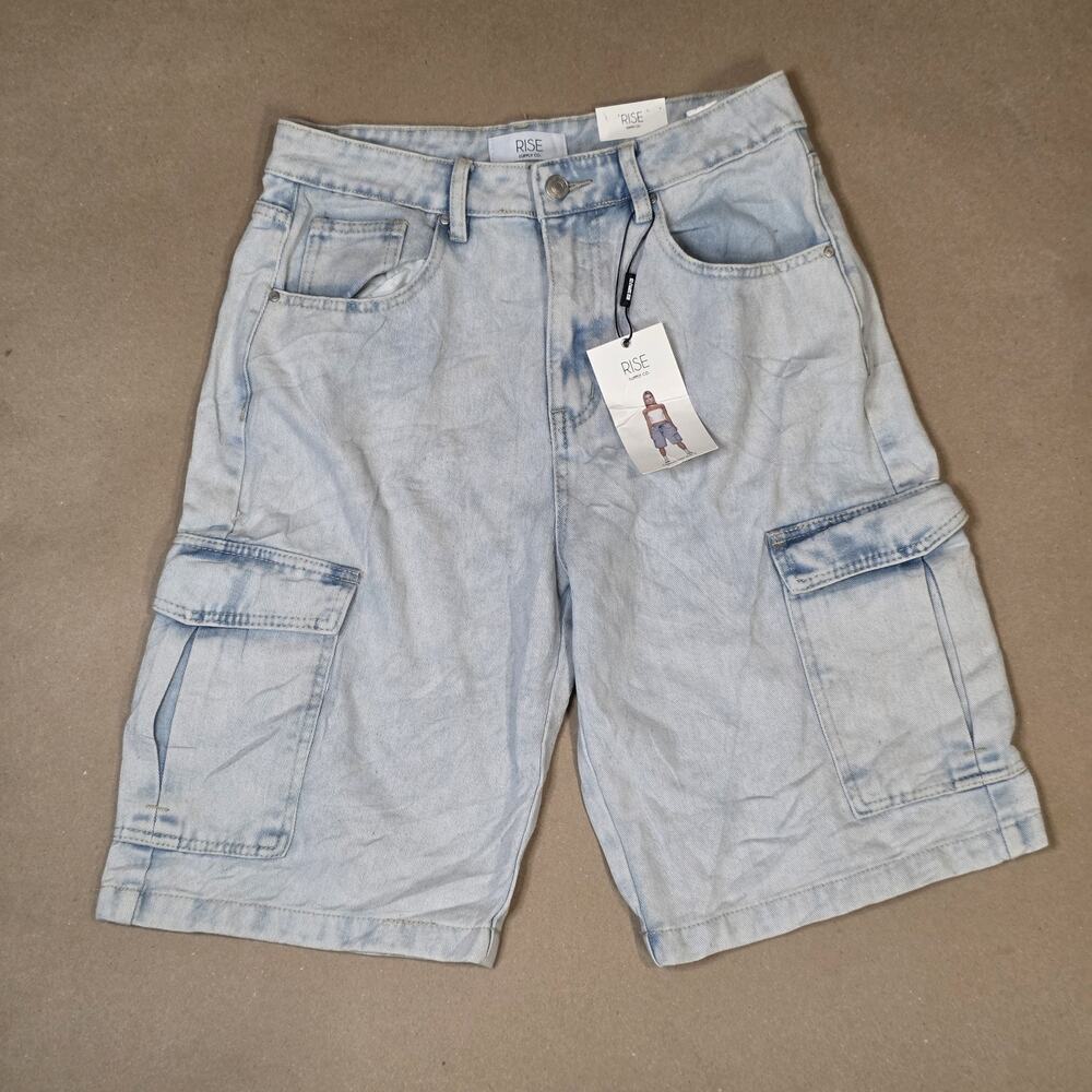 Rise Supply Co Girl’s Cargo Dad Jorts light wash Size 9 NWT pockets